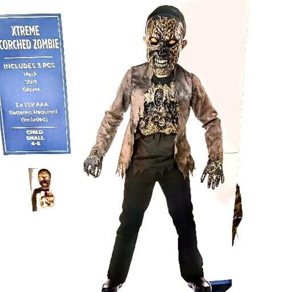 Extreme Scorched Zombie Deluxe Costume CHILD Sz S Lights& Scary Sound Halloween - Picture 15 of 17